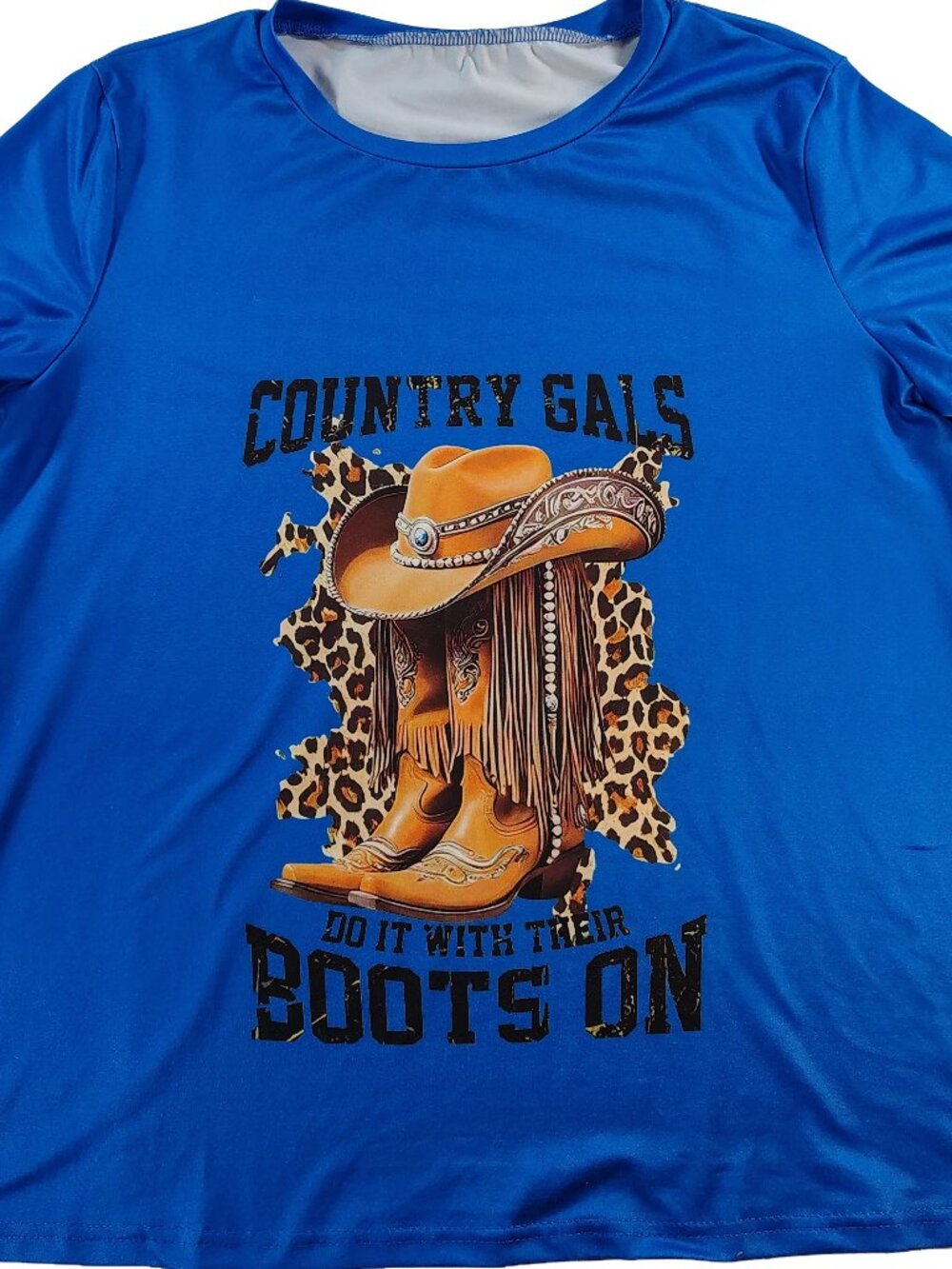 Women's Blue XL Country Girls Do It With Their Boots On Western Style T-Shirt